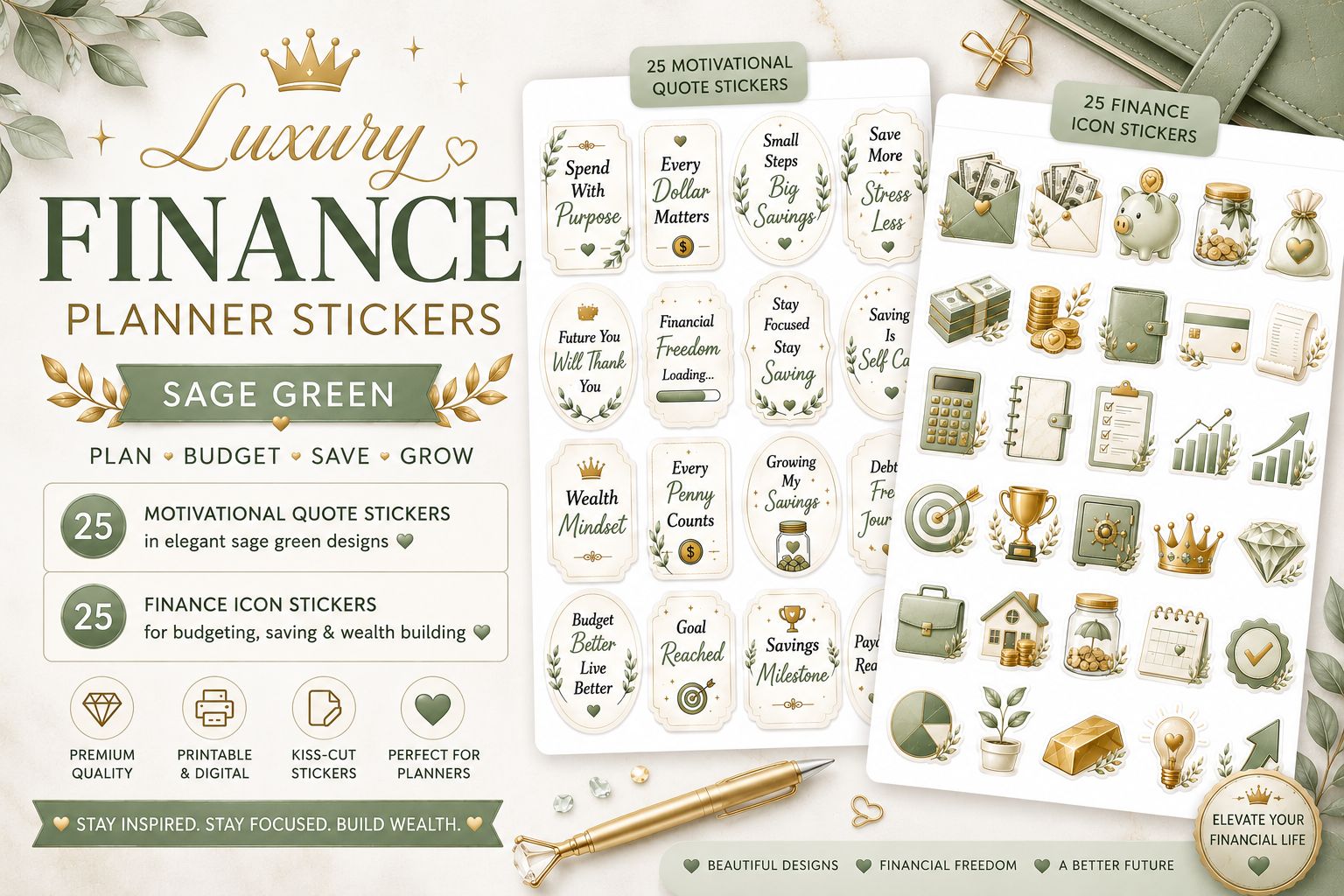 Luxury Finance Planner Stickers