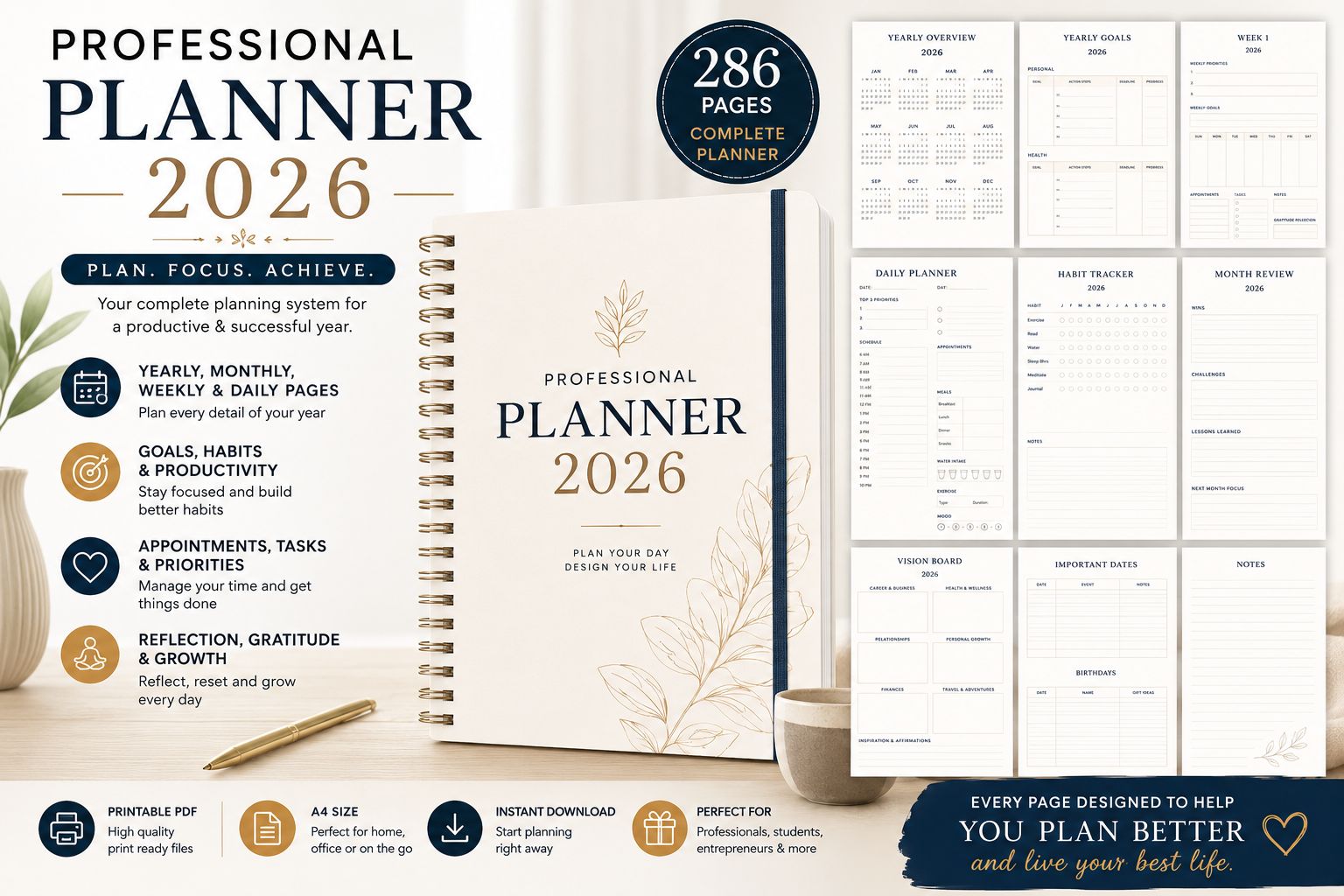 Professional Planner 2026 Printable