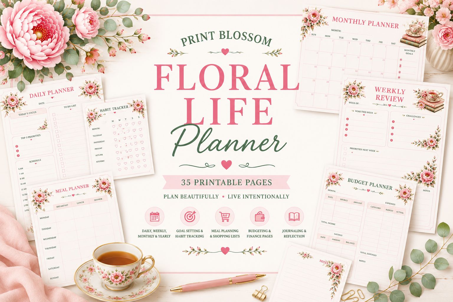 Floral Life Planner Bundle + Stickers