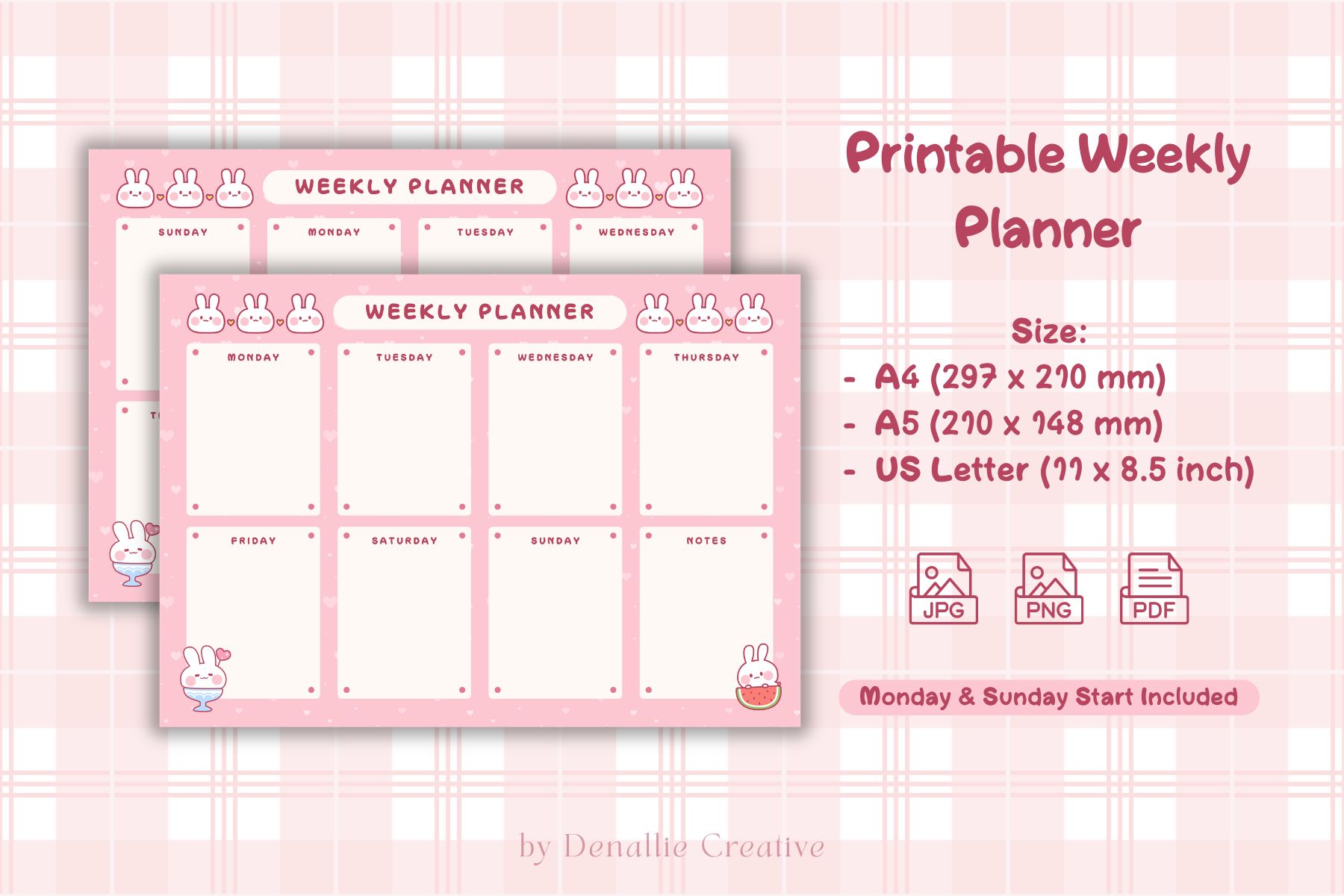 Bunny Weekly Planner Printable